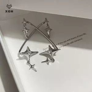 1 Đôi Bông Tai Kẹp Tai Hình Ngôi Sao Màu Bạc Thời Trang Cho Nữ Zircon Không Xuyên Hợp Thời Trang Kẹp Tai Gothic Không Đều Bông Tai Trang Sức [Mina]