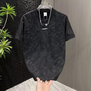 Áo Thun Nam Đen Nhuộm Loang Vintage Tròn Cổ Ngắn Tay Thời Trang