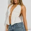 MAPLEPOET-Áo cổ dây cho nữ Áo ba lỗ màu trơn không tay hở lưng Slim Fit Vest