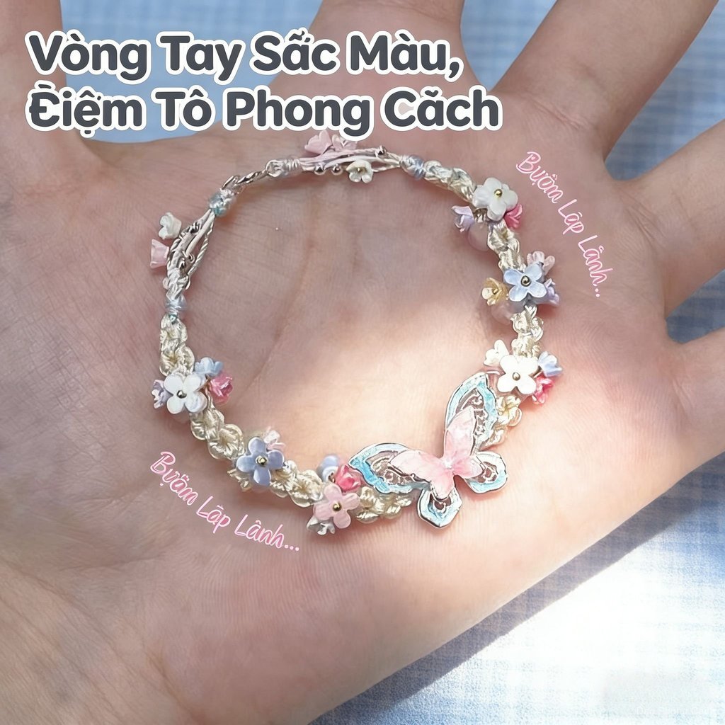 Hàn Quốc vòng tay handmade bướm hoa tinh tế,không gây ngứa，chịu nước tốt，Vòng tay nhẹ nhàng