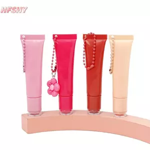 HFSHY 15ml Ống Lipsti Trống Có Móc Khóa Mặt Dây Chuyền Bóp Sub-Bottling Hộp Đựng Chất Lỏng Có Thể Đổ Lại Chai Lipgloss Mẫu Chai VN