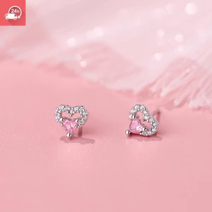 Tính khí thời trang trái tim ngọt ngào đính kim cương rỗng bông tai nữ cá tính và đa năng