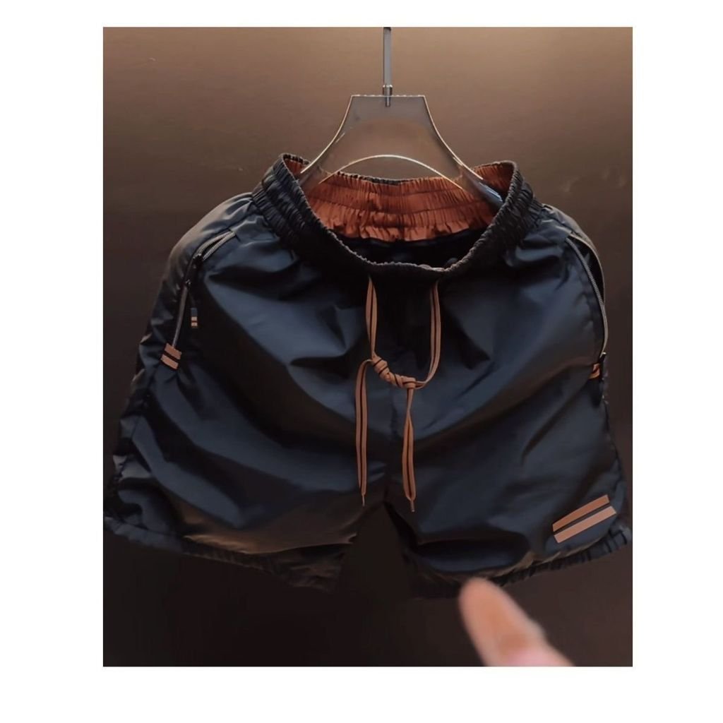 Nhanh khô, hợp thời trang, đa năng, nhẹ nhàng, đơn giản, sành điệu, quần short nam phong cách châu Âu cao cấp, quần short đi biển ống thẳng năm điểm BPUO