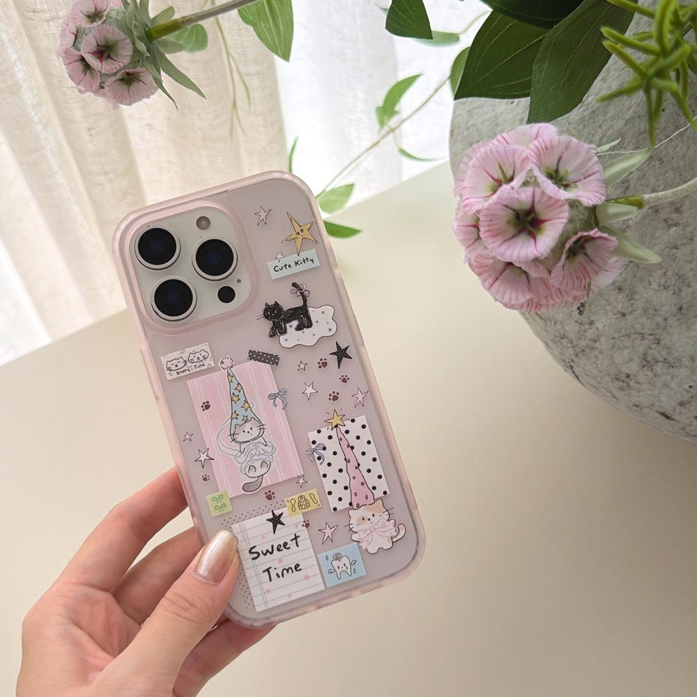 Ốp Lưng Cứng Tương Thích Với iPhone 15 15Pro 15ProMax 16 16Pro 16ProMax 17 17Pro 17ProMax Vỏ Họa Tiết Mèo Con Mũ Dài