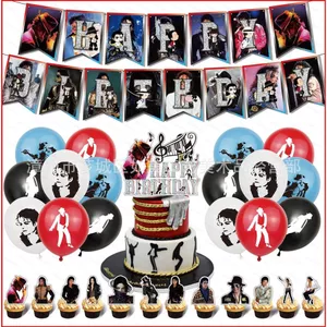 ST2 Michael Jackson Chủ Đề Trẻ Em Sinh Nhật Trang Trí Biểu Ngữ Bánh topper Bóng Bộ Cung Cấp TS2