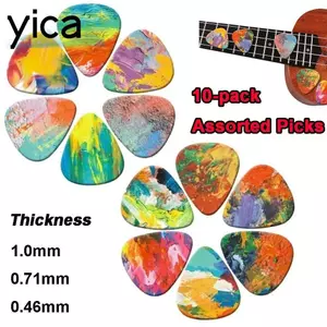 YICA 10 Chiếc Đàn Guitar Picks, Smooth Edge 1.0mm 0.71mm 0.46mm Đàn Guitar Plectrums, Các Loại Chọn Nhiều Màu Sắc In Hình Tam Giác Plectrum Picks Đàn Guitar Điện