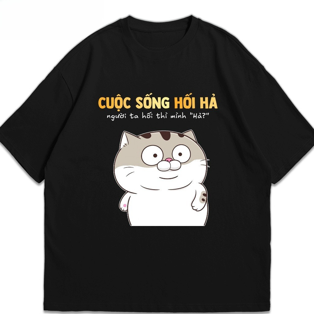 （Giao hàng 24h）Angela. Áo Thun In Chữ Hài Hước Cuộc Sống Hối Hả Text Vui Đi Làm - Oversize Nam Nữ