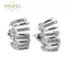 PNPIA- 1 Đôi Bông Tai Cong zircon Đồng Kẻ Sọc Màu Bạc Móng Vuốt Bông Tai Tinh Tế Nữ Cong Cao Cấp Bông Tai Trang Sức Thời Trang Cho Nữ Bé Gái