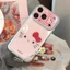Gilding Pink Bowknot Cat Chain Glass Phone Case cho iPhone 17 Pro Max 16 15 14 13 Vỏ bảo vệ chống sốc
