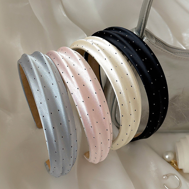 Băng đô nữ Satin Polka Dot Wide Hairbands Hàn Quốc