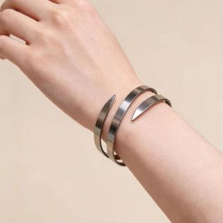 Vòng tay NICOLOO Kaguya, Vòng tay mở đa năng bằng thép không gỉ, Vòng đeo tay quyến rũ bạc có thể điều chỉnh thời trang Công chúa vũ trụ Kaguya