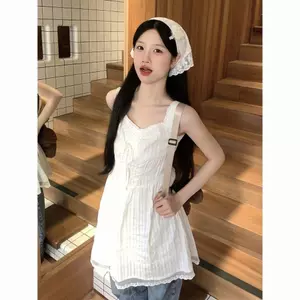 Đầm ren nhỏ màu trắng mùa hè dành cho nữ Váy cao cấp kỳ nghỉ bên bờ biển phong cách mới
