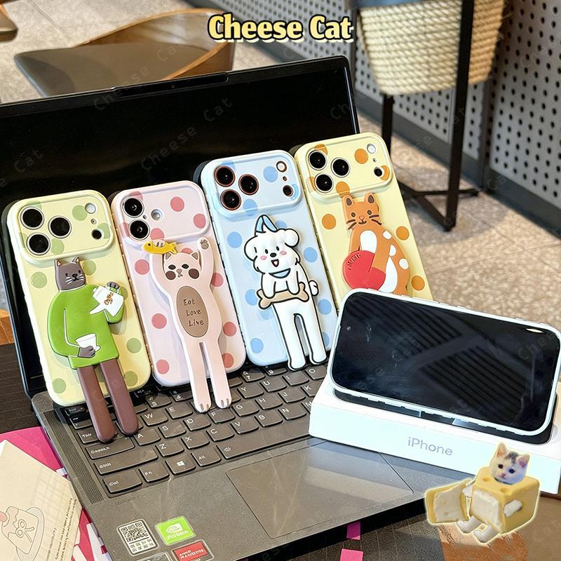 Thay đổi thành 17 Pro Max Ốp điện thoại hình chó mèo chân dài màu kẹo ngọt cho iPhone 11 12 13 14 15 16 17 Pro Max