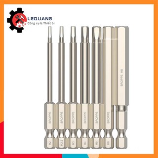Mũi lục giác từ tính dài 100mm BROPPE | Đầu vặn ốc lục giác nam châm trợ lực thép S2 siêu bền lục giác chân 6.35