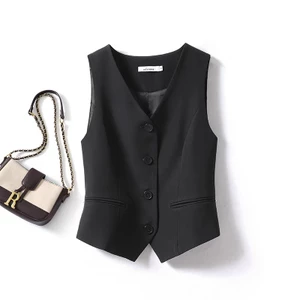Phù Hợp Với Áo Vest Nữ Áo Vest Nhỏ 2025 Slim-fit Áo Khoác Ngoài Lớp Màu Đen Ngắn Áo Khoác Phù Hợp Với 6.4