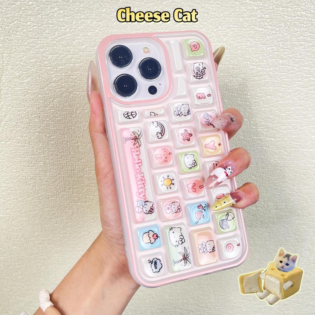 Ốp điện thoại bàn phím 3D Summer Kitty cho iPhone 11 14 13 15 12 16 17 Pro Max Giảm Căng Thẳng