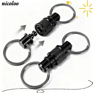 Móc khóa tháo nhanh NICOLOO, Móc khóa có thể tháo rời hai đầu, Hợp kim nhôm 360° Xoay Mini Kẹp Kéo Ngoài Khóa EDC