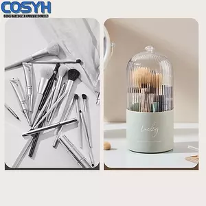 <cosyh>Rotating Makeup Brush Bucket with Dust Protection and Space Saving Features