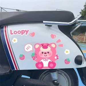 Loopy Xe Điện Miếng Dán Beaver Dâu Gấu Pin Độc Đáo Xe Trang Trí Dễ Thương Xước Xe Miếng Dán Chống Thấm Nước