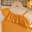 Bé Gái Pit Strip Xù Camisole + Quần Sọc loe Phù Hợp Với Mùa Hè Phong Cách Mới Thường Ngày Thời Trang Phù Hợp Với