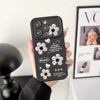 Hoa Nhỏ Màu Trắng Phong Cách Hàn Quốc Thích Hợp Cho iPhone 17 Pro Ốp Lưng Chống Sốc XS Max 15 Pro Max 17 Pro 11 Pro XR 12 14 16 ProMax 7 Plus 13 Ốp Điện Thoại Silicon Mềm Mờ