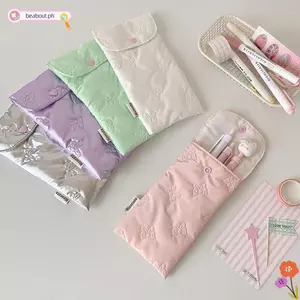 Túi văn phòng phẩm sinh viên BEABOUT, Nơ bướm dập nổi có nút bút chì, Túi kính nhẹ