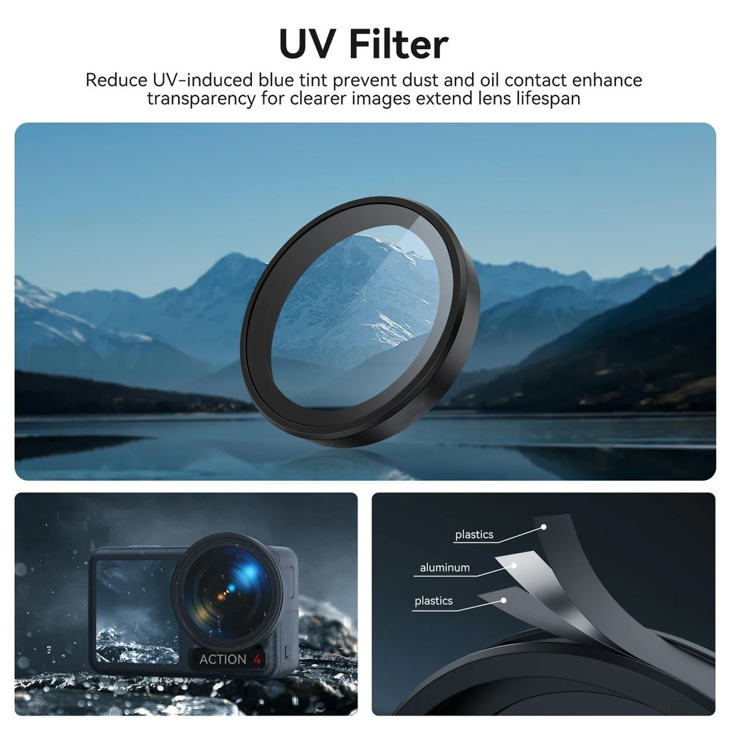 DJI Action 5 Pro 4 3 Bộ lọc phân cực Màu đen khuếch tán mềm 4 / 3 ND8 / 16 / 32 / 64 ND Lens CPL Filter Kit