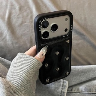 Vỏ điện thoại tình yêu toàn màn hình âm thanh nổi màu đen cao cấp cho iPhone 17 Pro Max 16 15 14 Pro Max Bảo vệ Camera chống sốc Vỏ mềm phía sau