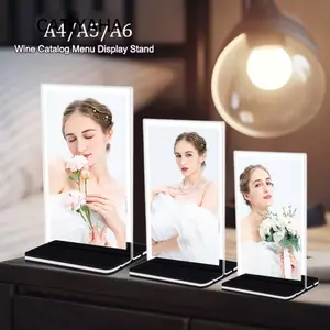 Giá đỡ hiển thị Menu danh mục rượu CATIYAHA, Khung trưng bày ảnh A4 A5 A6 dọc, Trang trí máy tính để bàn hai mặt Thẻ bàn trong suốt