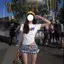 Retro American Hot Girl Slim-fit In Hình Cổ Tròn Tay Ngắn + Quần Short Bud Checked Hợp Thời Trang