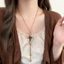 Merad Cross Mặt Dây Chuyền Vòng Cổ Nữ Nhẹ Sang Trọng Retro Có Thể Điều Chỉnh Dây Chuyền Áo Len Niche Thiết Kế Phù Hợp Với Xương Đòn Dây Chuyền