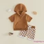 Bộ áo Hoodie ngắn tay màu trơn có túi + Quần Short in hình bàn cờ Trang phục 2 mảnh