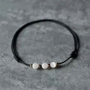 Thiết Kế Chuyển Hạt Trắng Opal Đen Dây Vòng Tay Đơn Giản Mori Phong Cách Tính Khí Sinh Viên Bạn Gái Cặp Đôi Vòng Chân Phong Cách