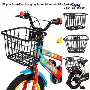 Giỏ sau xe đạp CQCJ, Giỏ xe đạp leo núi bền cố định bằng kim loại, Màu đen Dễ dàng lắp đặt Giỏ sau xe đạp có thể điều chỉnh Phụ kiện xe đạp gấp cho trẻ em