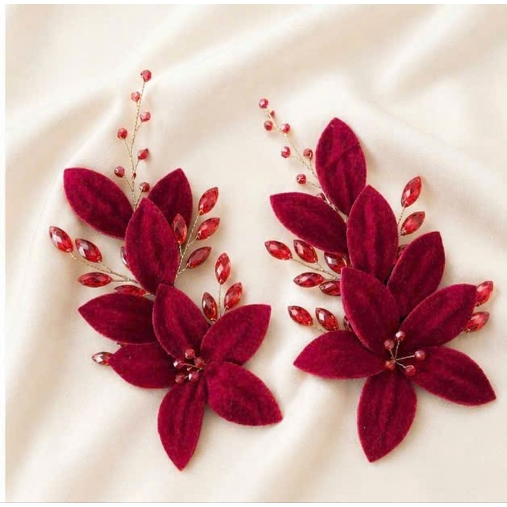 (Mẫu 16) Cài tóc vải nhung, cài tóc cô dâu và cài tóc bà xui, phụ kiện trang điểm. Phụ kiện cưới Khánh Huyền