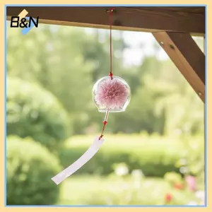 B & N Phong Cách Nhật Bản Chuông Gió Thủy Tinh Với Hoa Nhân Tạo Trang Trí Treo Không Phai Màu Cho Ban Công Sân Trang Trí Cửa Sổ Nhà.