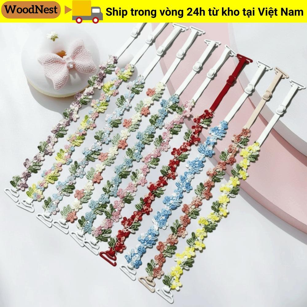 WOODNEST 1 Cặp Dây Đeo Áo Ngực Hoa, Dây Đeo Vai Chống Trơn Trượt Có Thể Điều Chỉnh, Quà Tặng Sáng Tạo Đàn Hồi Với Ren Viền Thắt Lưng Vai Hoa Nữ