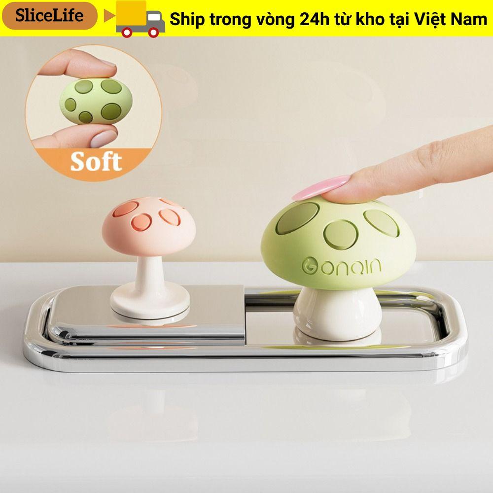 Nút ép bồn cầu SLICELLIFE, Nút ép bồn cầu sáng tạo hình nấm, Keo dán bảo vệ móng tay đa chức năng Công tắc đẩy bình nước