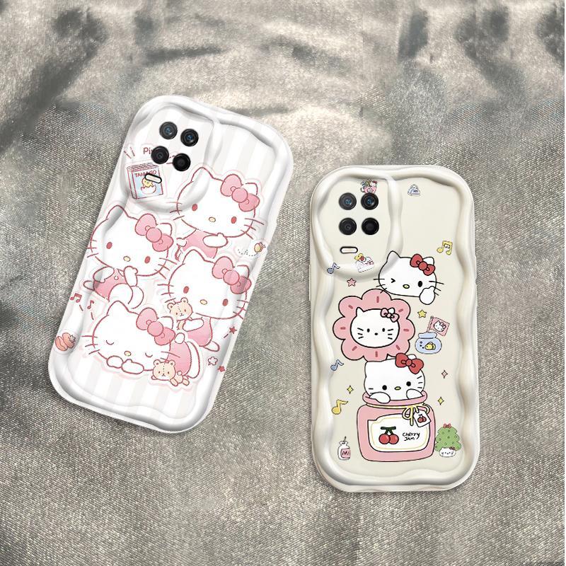 Thích hợp cho OPPO A54 4G 3D Wave Soft TPU Kitty Cat Vỏ điện thoại chống sốc
