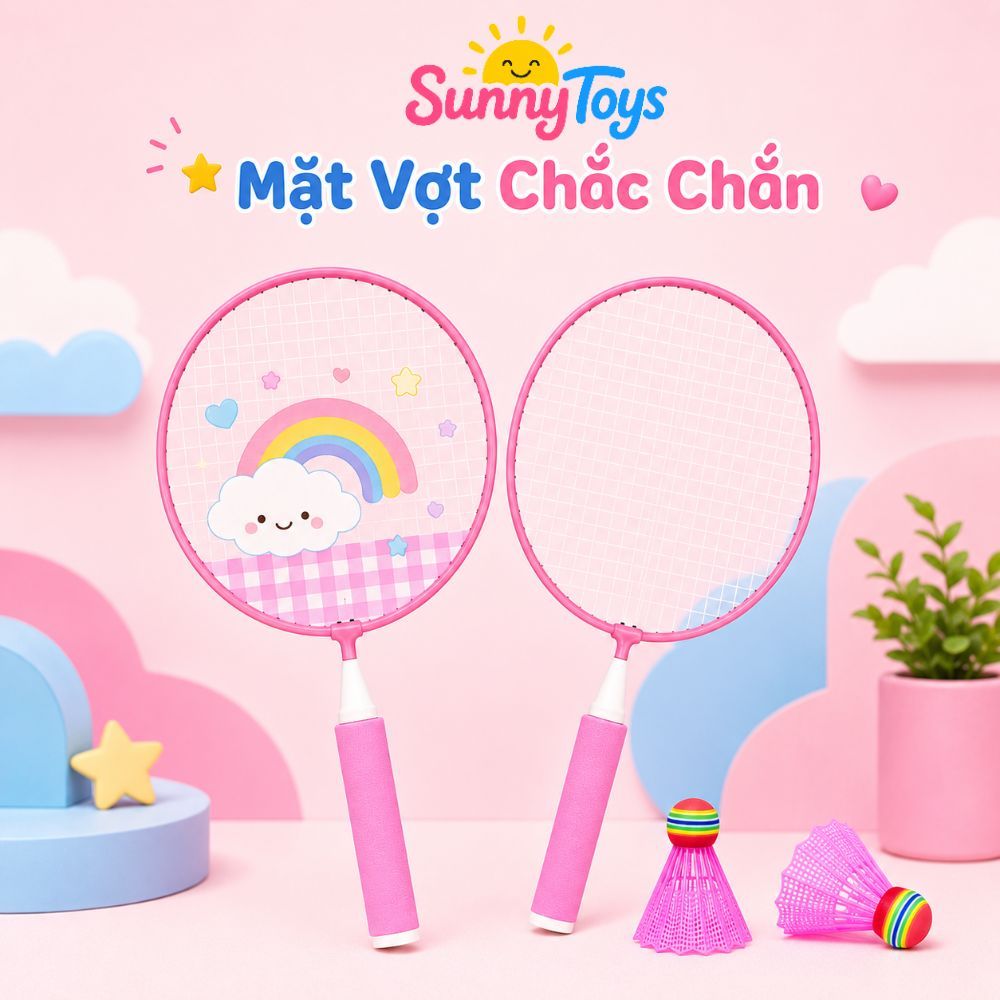 Bộ Cầu Lông Mini SunnyToys Cho Bé - Vợt Nhẹ Dễ Cầm, Chơi Trong Nhà Ngoài Trời