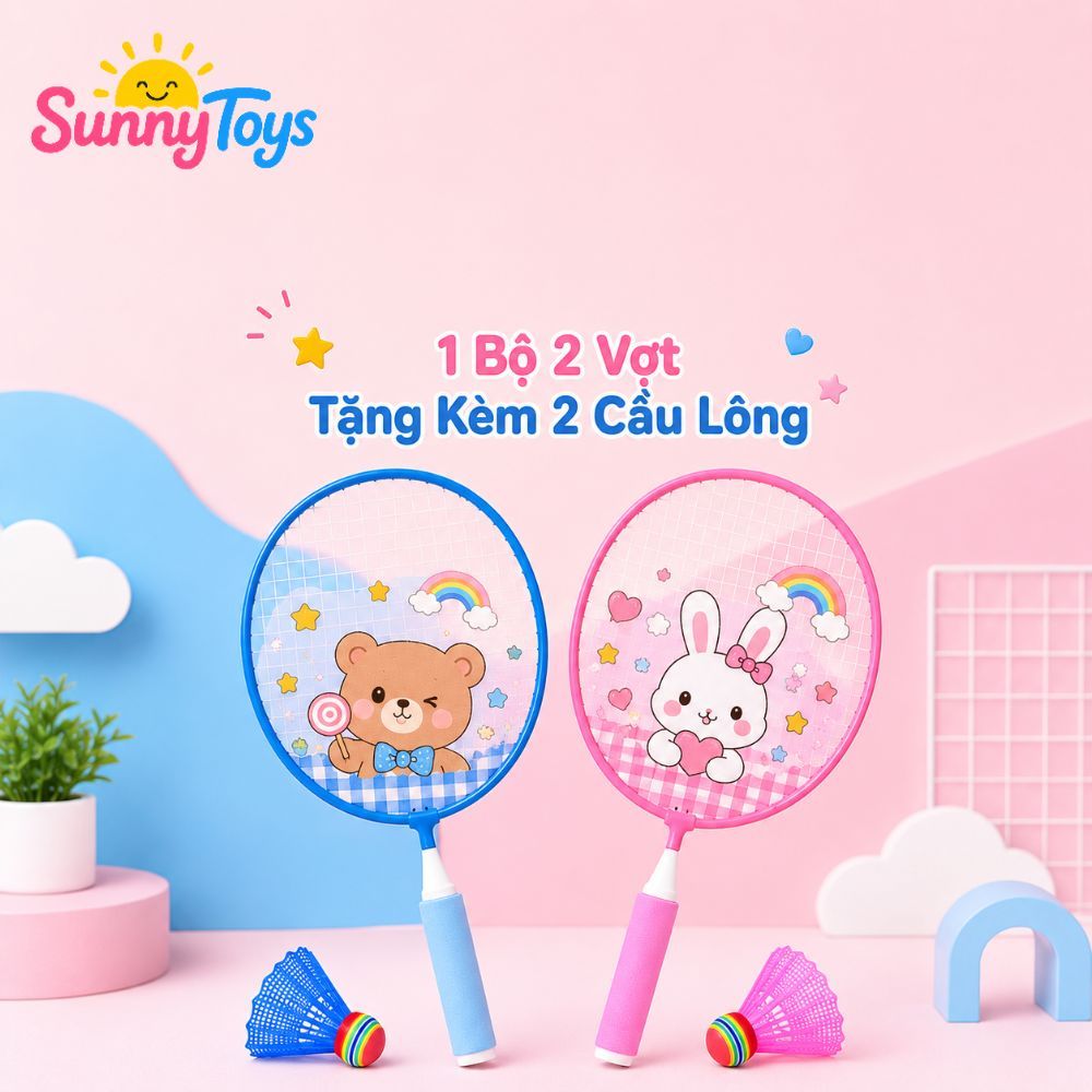 Bộ Cầu Lông Mini SunnyToys Cho Bé - Vợt Nhẹ Dễ Cầm, Chơi Trong Nhà Ngoài Trời