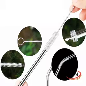 DWEL 1 Bàn chải làm sạch ống hút mở rộng, Bàn chải làm sạch tóc mềm bằng Nylon, Dụng cụ làm sạch bình sữa màu bạc