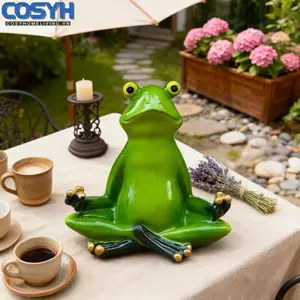 <cosyh>Resin Garden Yoga Amphibian Decor Sculpture for Outdoor Home Tabletop Decor
