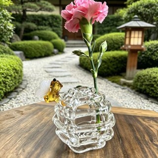 Bình bi thủy tinh nhỏ NEDFSQM, Bình hoa thủy canh truyền cảm hứng Zen trong suốt, Chậu trồng cây Hình con ong độc đáo với bình cắm hoa đế Bàn làm việc văn phòng