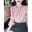 Áo Sơ Mi Nữ Màu Hồng Ve Áo Sơ Mi Phong Cách Trưởng Thành, Ánh Sáng Cao Cấp Sang Trọng, Giảm Tuổi Thời Trang Top