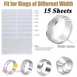 TOPTOOLCX 15 tờ Bộ điều chỉnh kích thước vòng, Bộ giảm kích thước vòng silicon vô hình, Độ dày 0,7mm 9 kích cỡ Tấm giảm tốc chiều rộng 3-10mm Nhẫn rời Trang sức