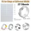 TOPTOOLCX 15 tờ Bộ điều chỉnh kích thước vòng, Bộ giảm kích thước vòng silicon vô hình, Độ dày 0,7mm 9 kích cỡ Tấm giảm tốc chiều rộng 3-10mm Nhẫn rời Trang sức