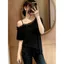 Ren không đều Fungus Edge Sling Strapless Top Summer Plus Size Fat Sister Lười Sang Trọng Slimer Look Áo thun