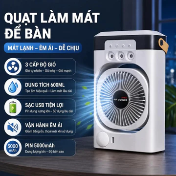 Quạt làm mát để bàn quạt điều hòa mini quạt hơi nước USB quạt tích điện 5000mAh 3 cấp gió dùng văn phòng