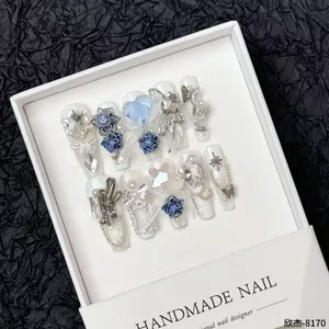 Biển Sâu Yimeng Làm Trắng Niche Nhẹ Sang Trọng Đeo Móng Tay Nguyên Chất Handmade Công Nghiệp Nặng Móng Tay Đeo Móng Tay Đóng Hộp